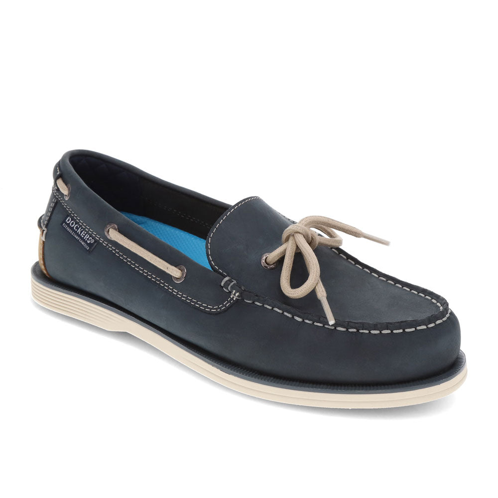 Navy-Dockers Mens Darnell Genuine Leather Dress Casual Slip On Boat Shoe