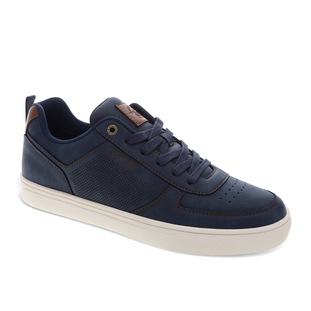 Navy-Dockers Mens Landon Synthetic Leather Casual Lace Up Sneaker Shoe