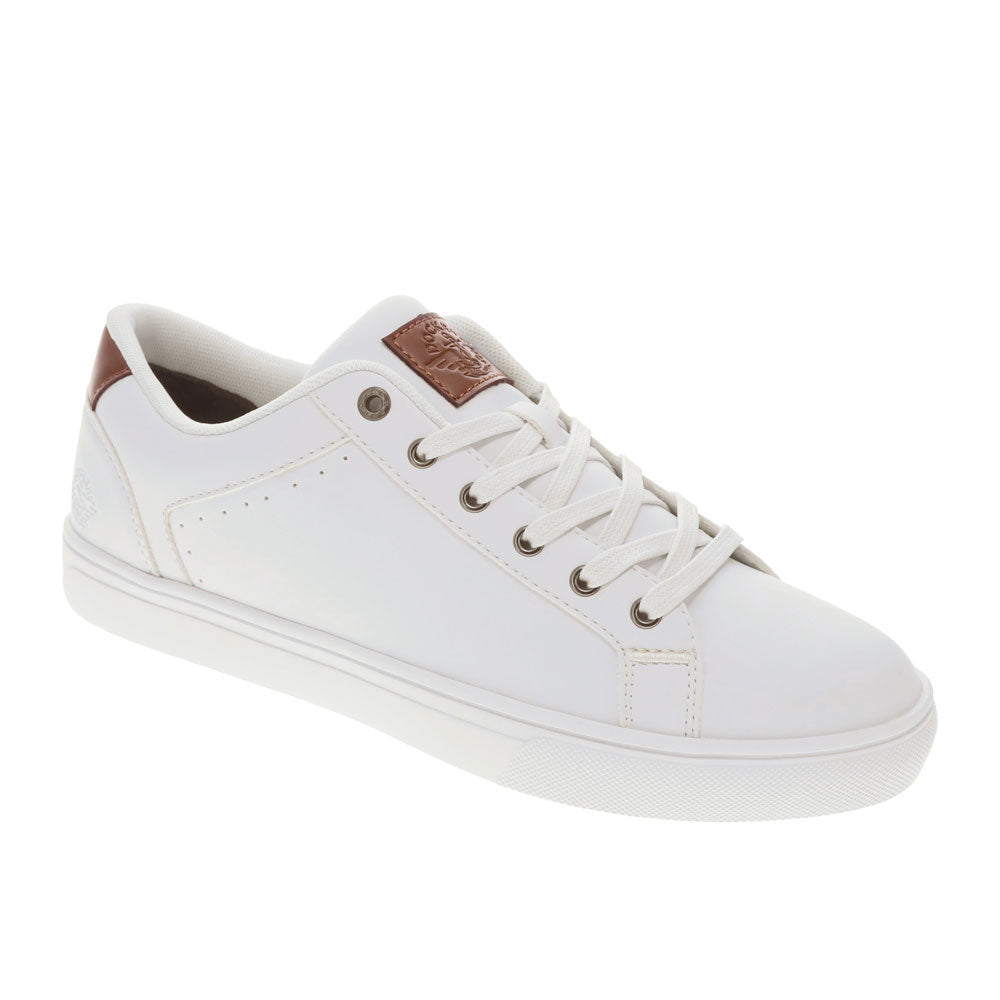 White-Dockers Mens Jensen Synthetic Leather Casual Lace Up Sneaker Shoe