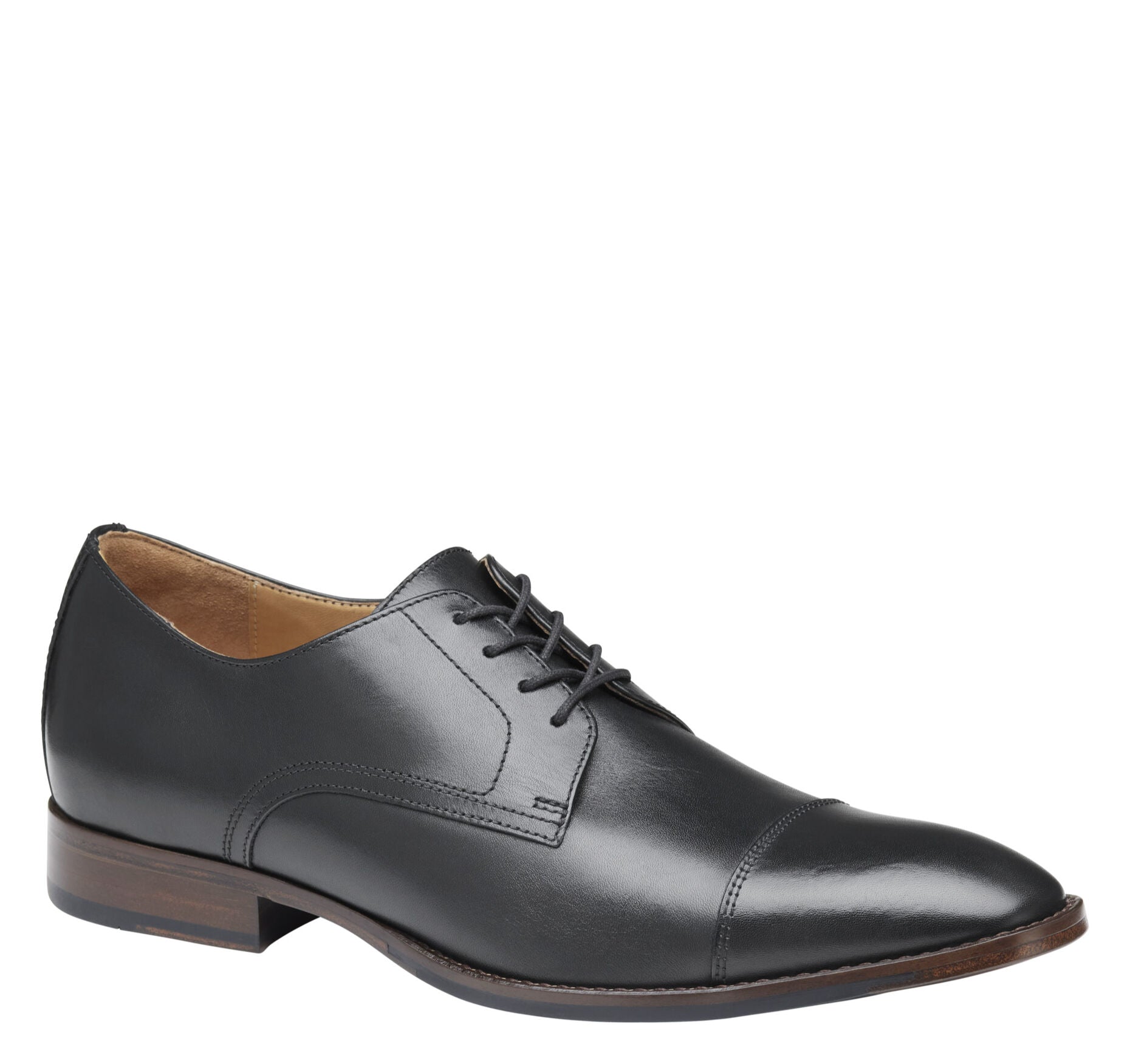 Black Full Grain-Johnston & Murphy Men's Richland Cap Toe Lace-Up Dress Shoe