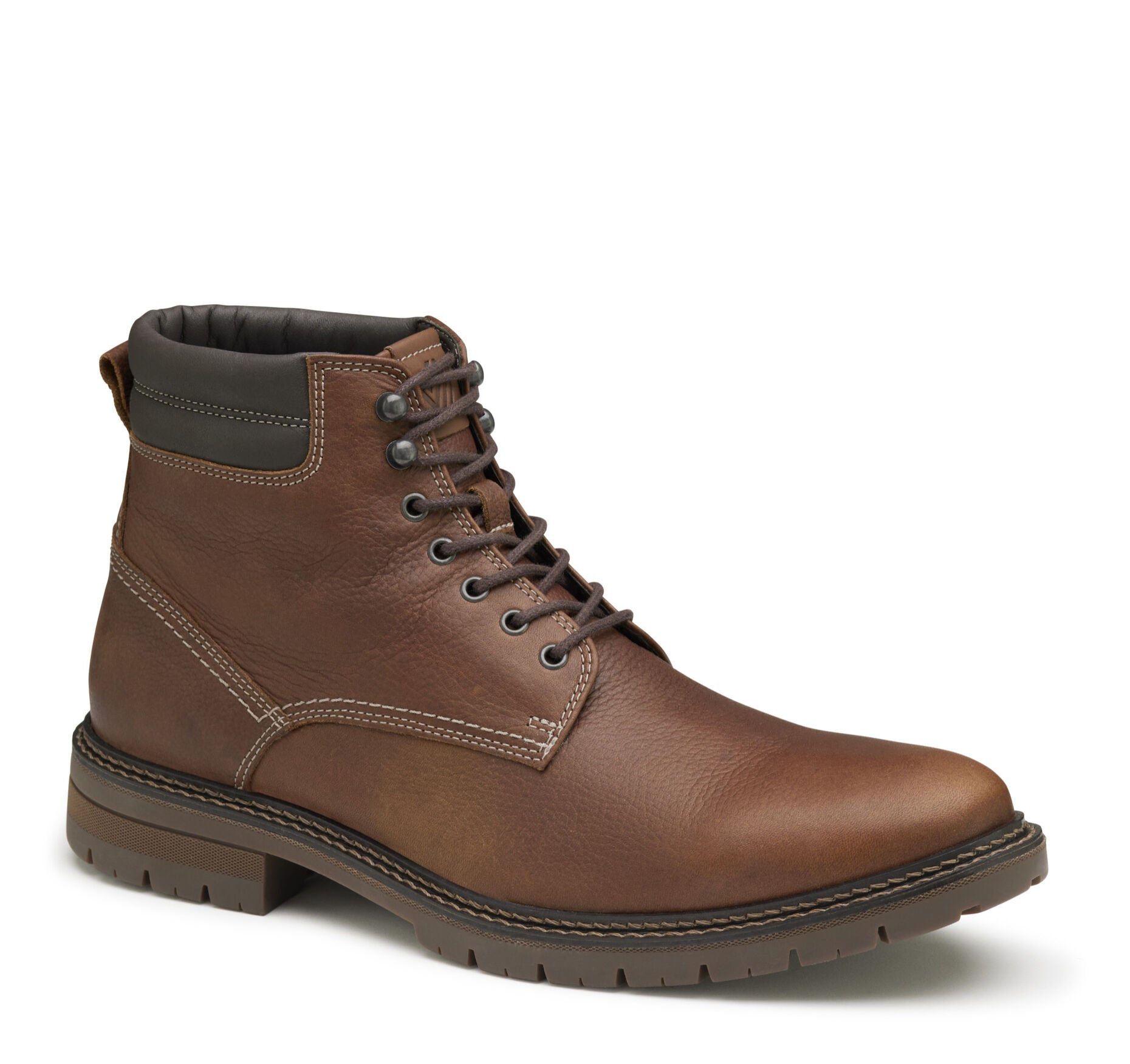 Dark Tan Full Grain-Johnston & Murphy Men's Kipton Plain Toe Casual Lace-Up Boot