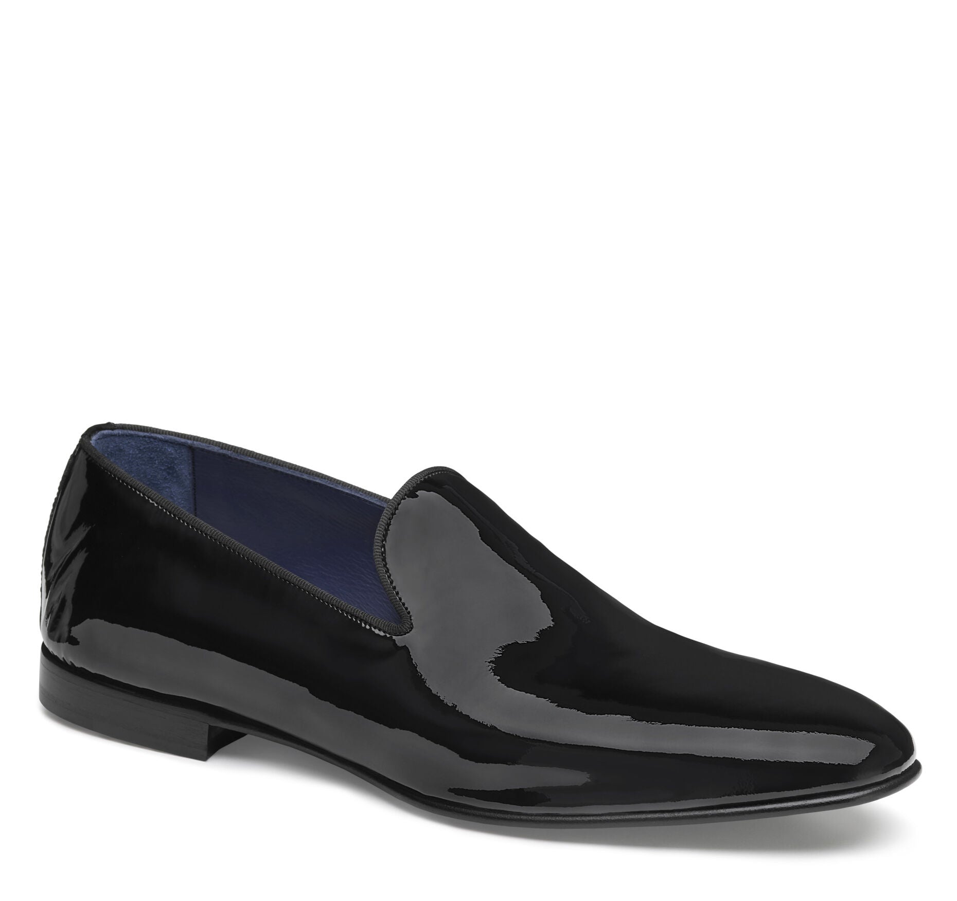 Black Italian Patent Calfskin-Johnston & Murphy Kinser Slip-On Dress Shoe