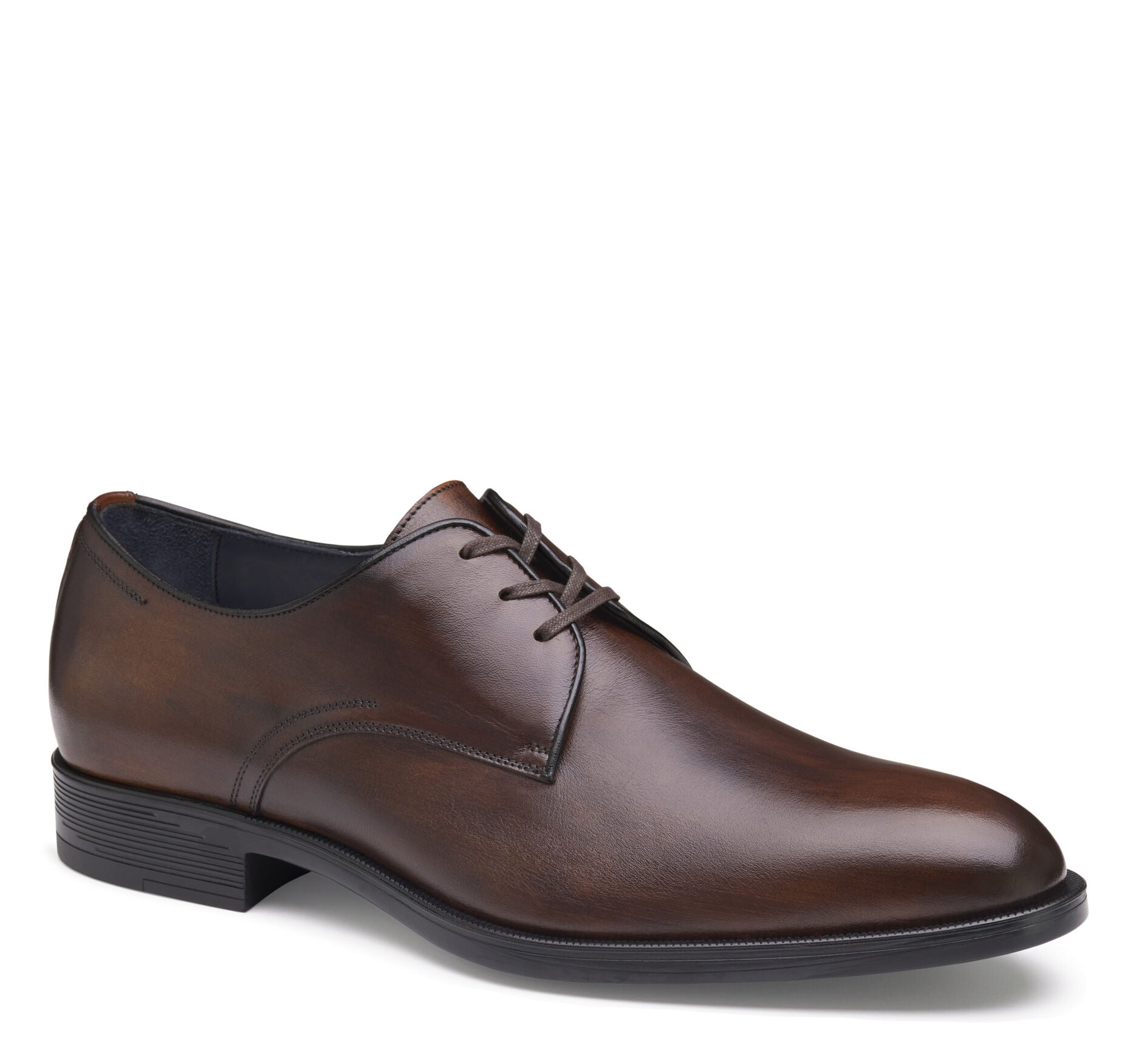 Mahogany Italian Calfskin-Johnston & Murphy Flynch Plain Toe Lace-Up  Dress Shoe