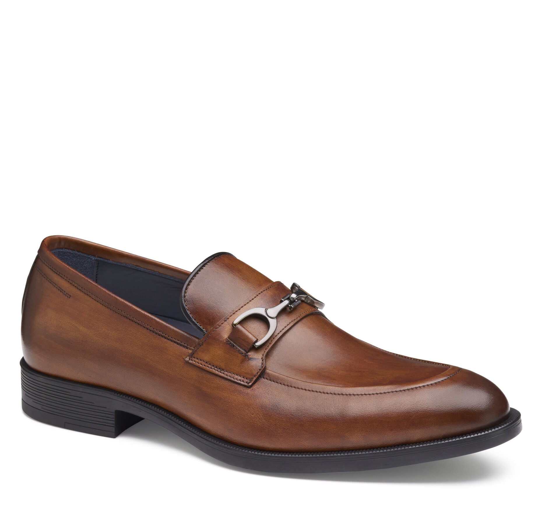 Tan Italian Calfskin-Johnston & Murphy Flynch Bit Loafer Slip-On Dress Shoe