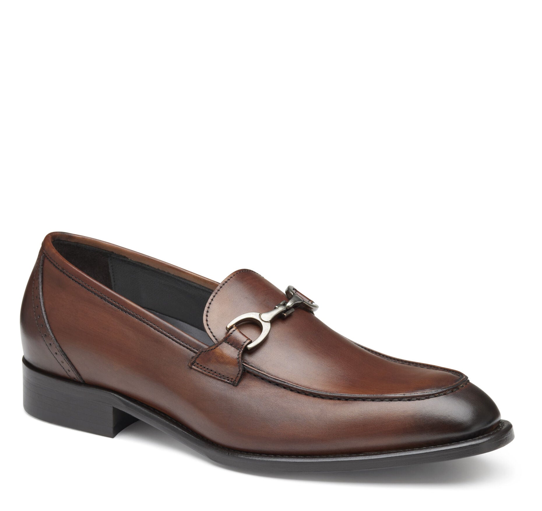 Brown Italian Calfskin-Johnston & Murphy Ellsworth Bit Loafer Slip-On Dress Shoe