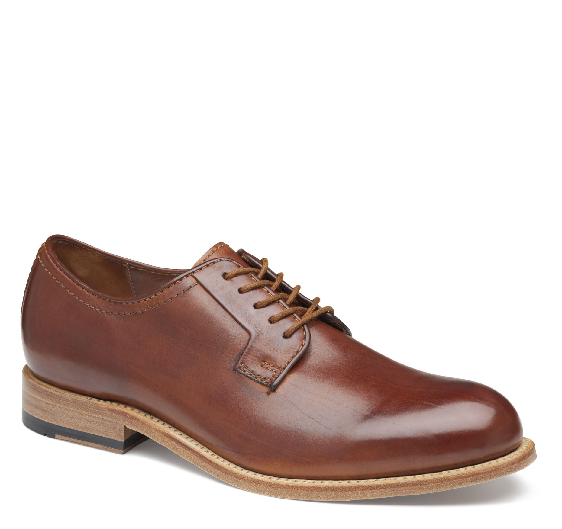 Tan Dip-Dyed Calfskin-Johnston & Murphy Dudley Plain Toe Lace-Up Dress Shoe