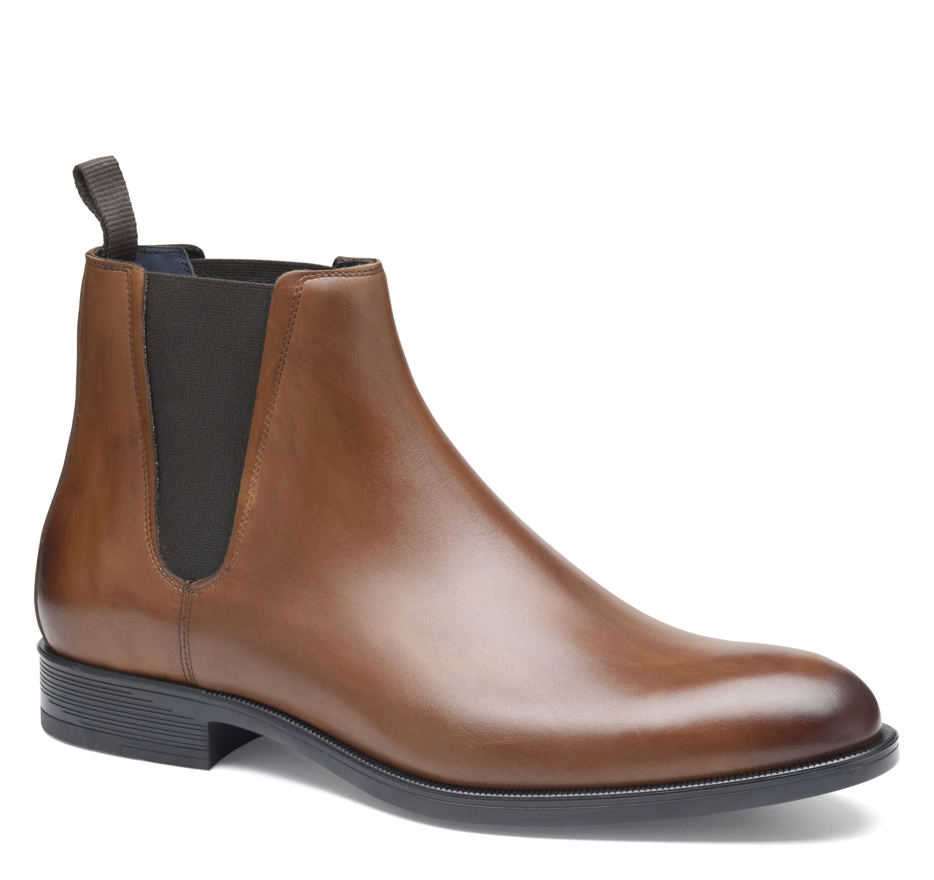 Tan Italian Calfskin-Johnston & Murphy Flynch Chelsea Slip-On Dress Boot