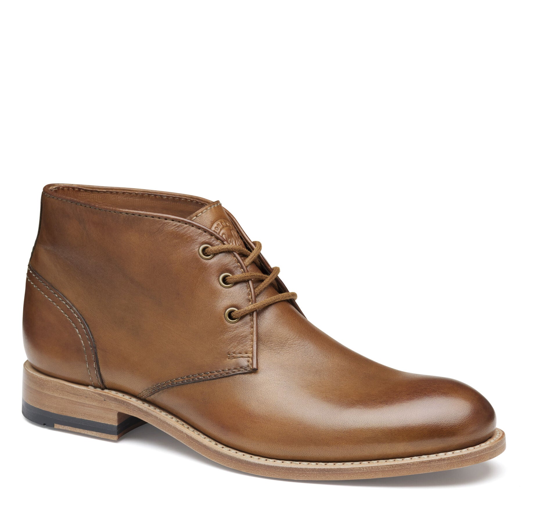 Tan Dip-Dyed Calfskin-Johnston & Murphy Dudley Chukka Lace-Up Dress Boot