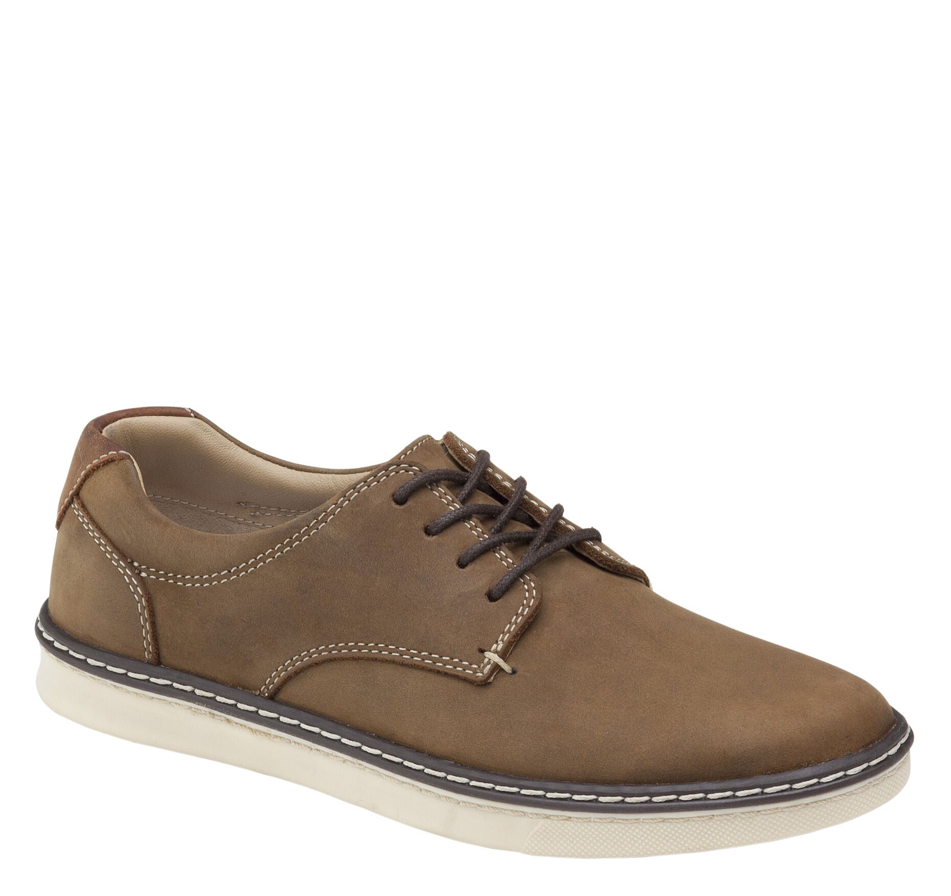 Brown Oiled Nubuck-Johnston & Murphy Big Kid McGuffey Plain Toe Boys Casual Lace-Up Sneaker