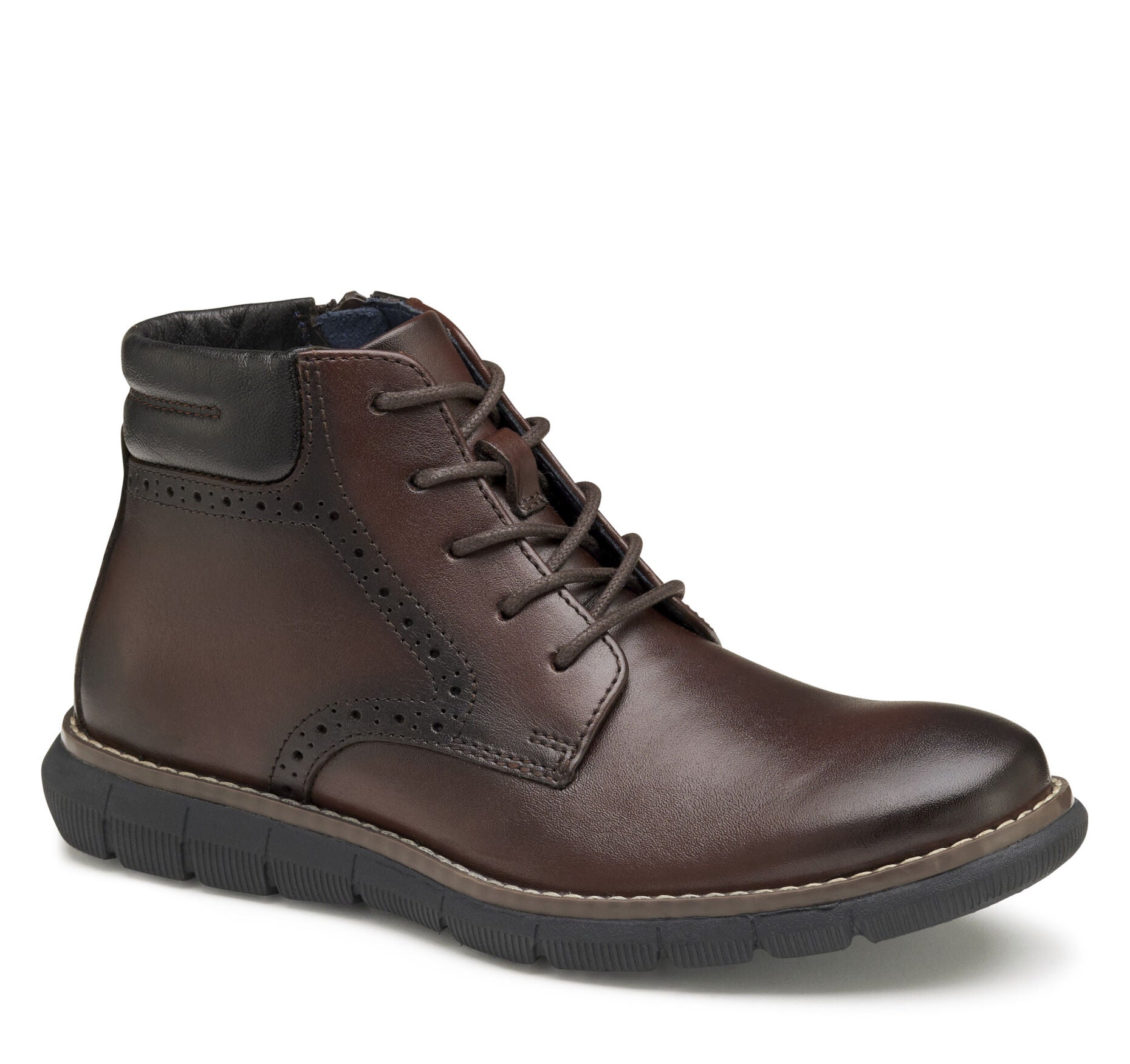 Mahogany Full Grain-Johnston & Murphy Big Kid Holden Plain Toe Boys Dress Casual Lace-Up Boot