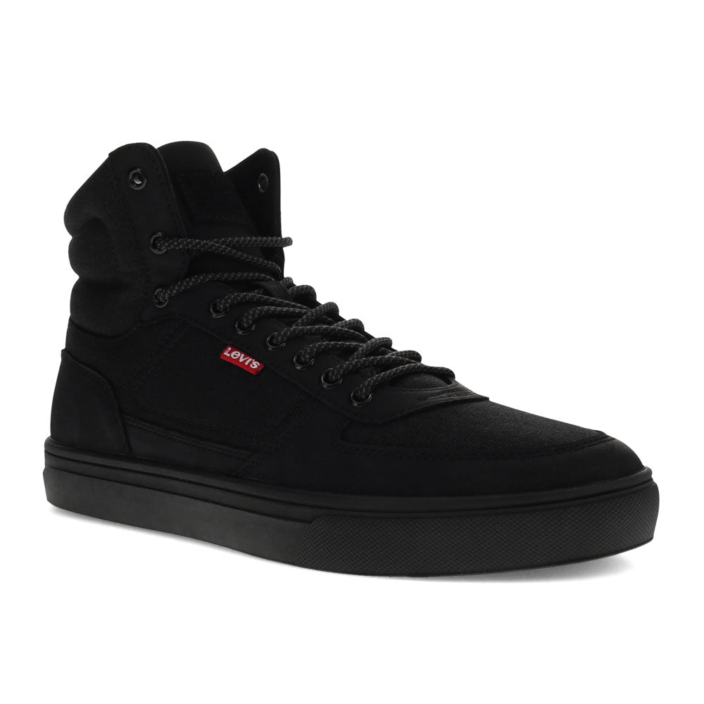 Black Mono-Levi's Mens Liam Hi Neo Synthetic Leather Fashion Midtop Sneaker Boot Shoe