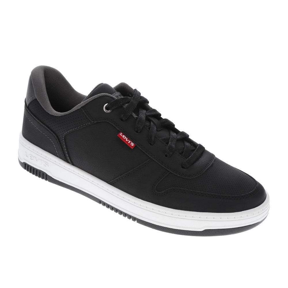 Black/Charcoal-Levi's Mens Drive Lo CBL Synthetic Leather Casual Lace Up Sneaker Shoe