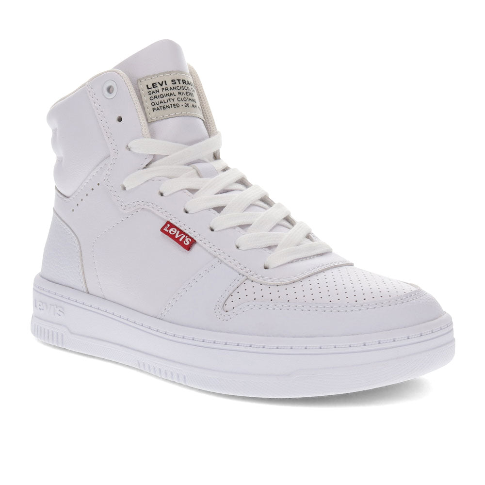 White Mono-Levi's Womens Drive Hi Vegan Synthetic Leather Casual Hightop Sneaker Shoe