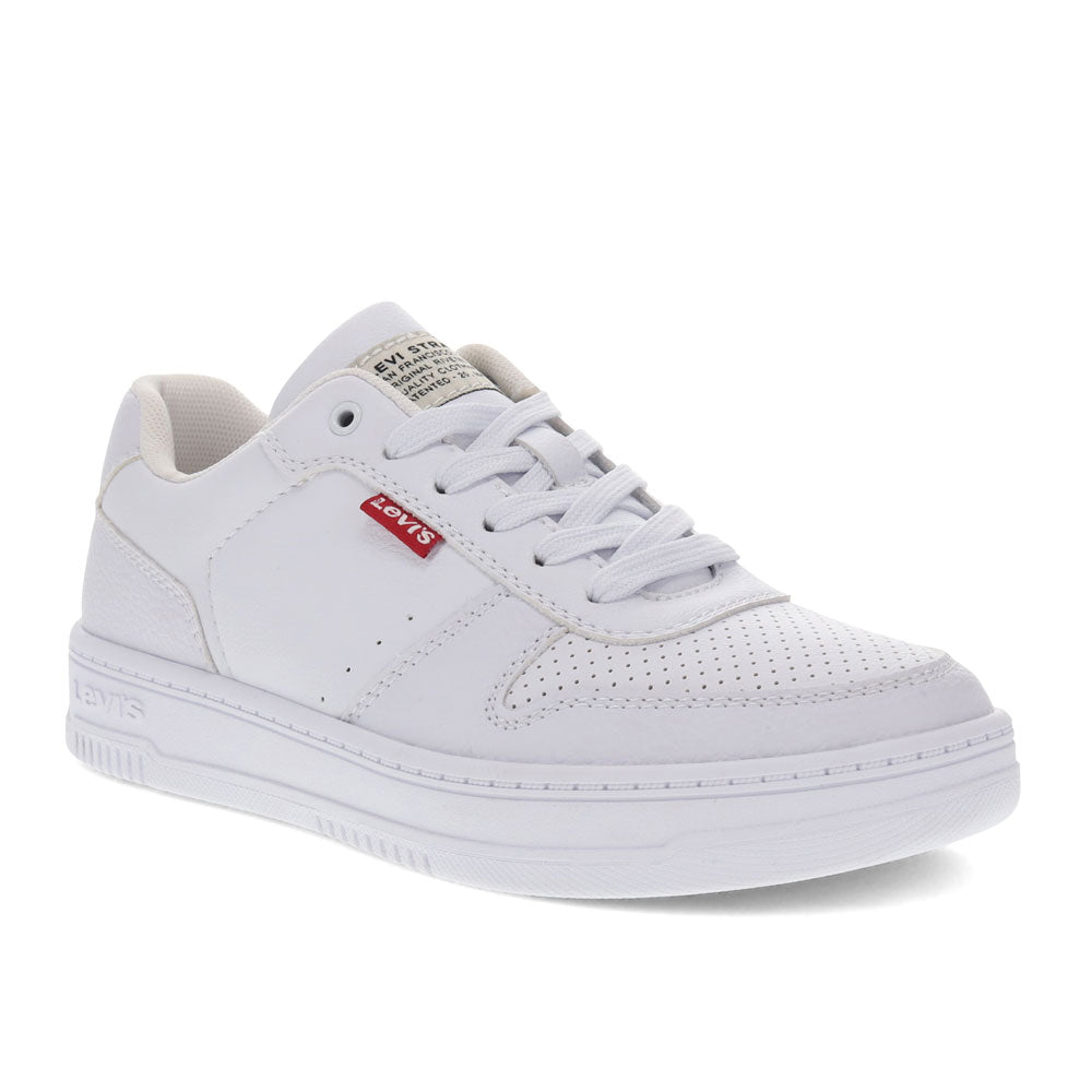 White Mono-Levi's Womens Drive Lo Vegan Synthetic Leather Casual Lace Up Sneaker Shoe