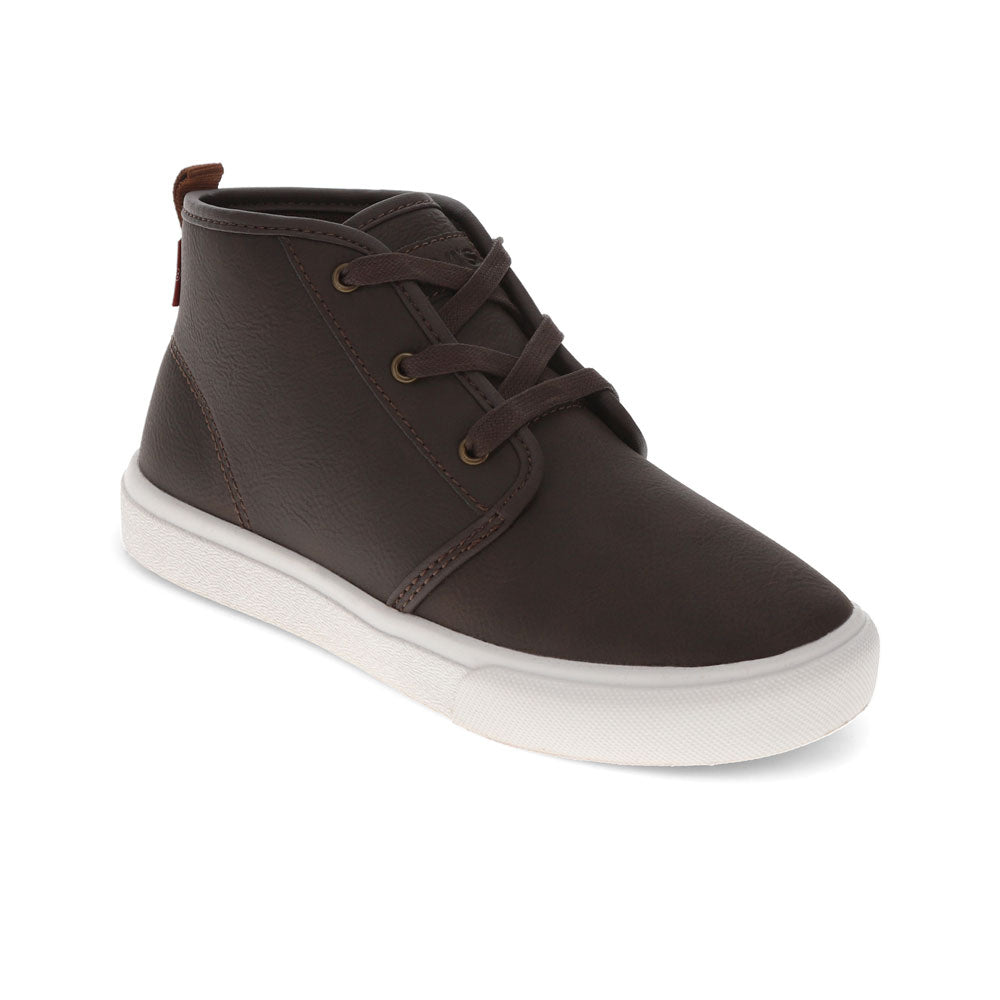 Dark Brown-Levi's Kids Princeton WX Vegan Leather Casual Unisex Chukka Boot Sneaker Shoe