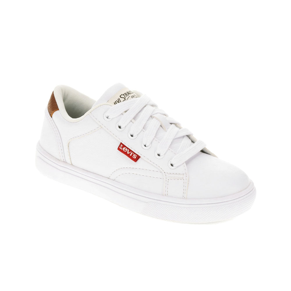 White/Tan-Levi's Kids Jeffrey Synthetic Leather Casual Lowtop Sneaker Shoe