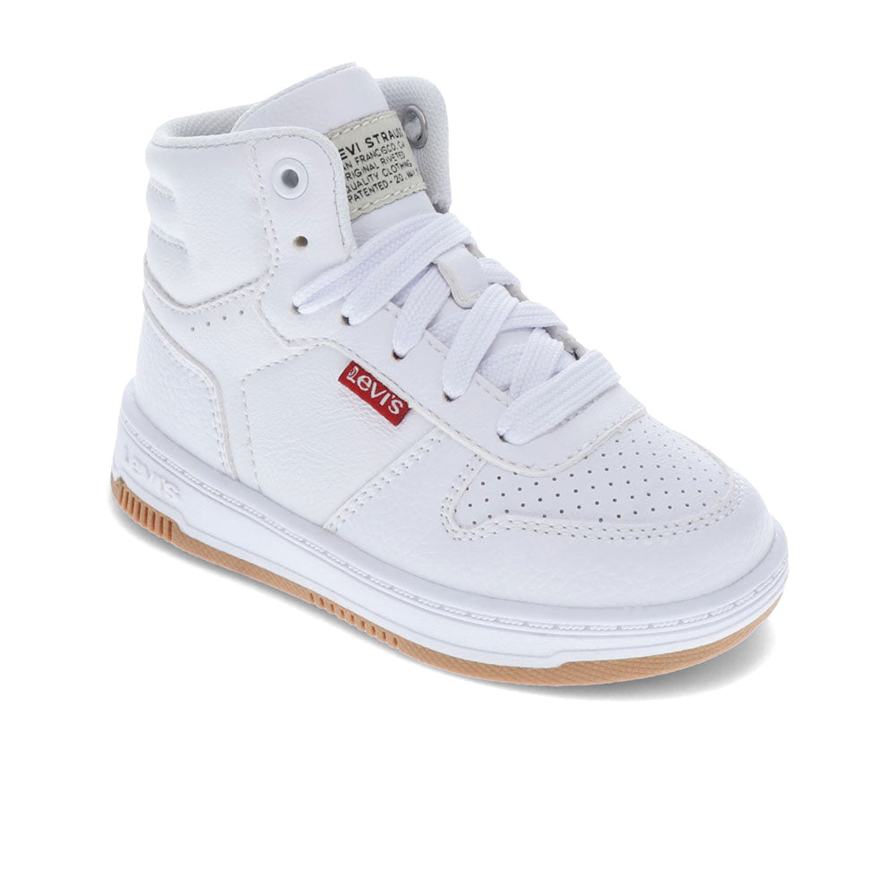 White/Gum-Levi's Toddler Drive Hi Unisex Vegan Synthetic Leather Casual Hightop Sneaker Shoe