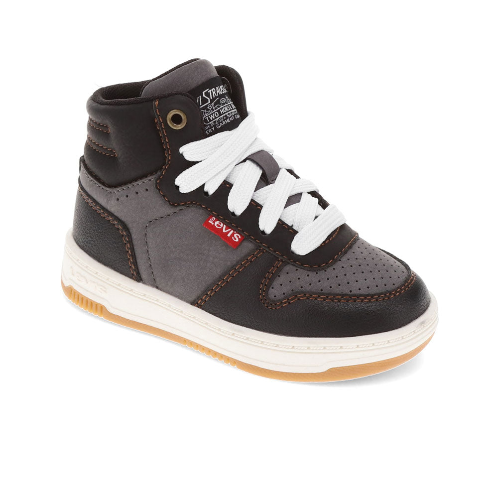 Black/Dark Grey-Levi's Toddler Drive Hi Synthetic Leather Casual Hightop Sneaker Shoe