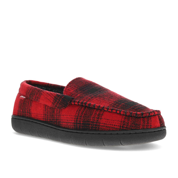 Mens red and black plaid slippers hot sale