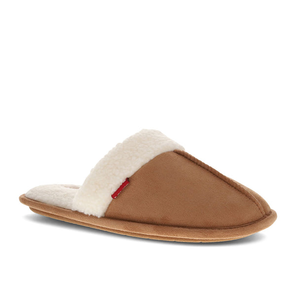 Fleece-Lined Suede Scuff Slippers