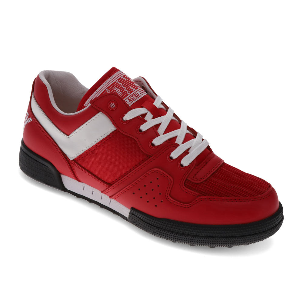Red/White-PONY Mens Astro Classic Genuine Leather Premium Lace Up Athletic Sneaker Shoe