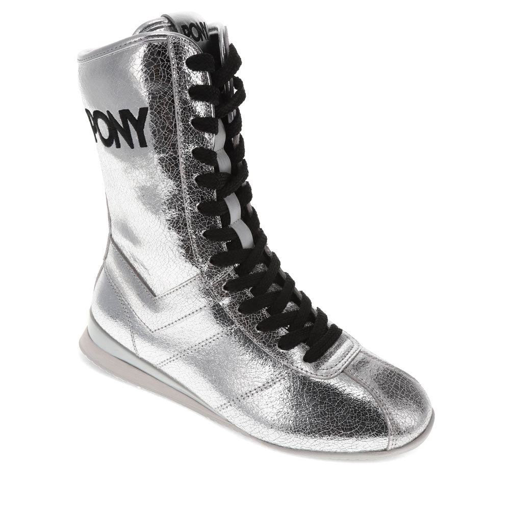 Metallic high top sneakers womens best sale